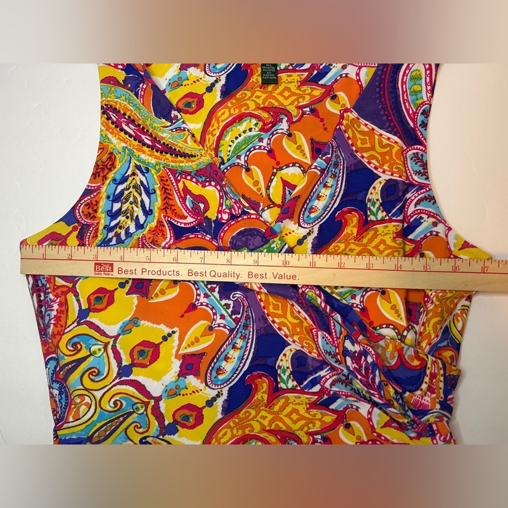 Ralph Lauren Women's Colorful Stretch Print Dress Size L - Picture 5 of 5